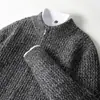 Nuevo cárdigan de lana para otoño e invierno, cuello alto medio para hombre, chaqueta gruesa de cachemira, tejido de punto de color contrastante, tops para hombre