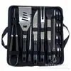 Bolsa Portátil de Tecido Oxford Conjunto de Grelha com Cabo de Aço Inoxidável 410 Ferramentas para Churrasco Garfo Espátula Pegador Escova de Limpeza Escova para Grelha