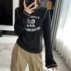 Camiseta de Renda com Manga Longa 2024 Outono e Inverno Novo Estilo Vilão de Desenho Animado Slim Fit Elástica Macia Aparência Emagrecedora Versátil G102718