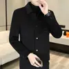 Abrigo de lana de doble cara para otoño e invierno para hombre, abrigo corto de lana con cuello de solapa y chaqueta con forro grueso de plumón para hombre