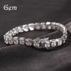 Pulseira Masculina Transfronteiriça Europeia e Americana Cobre Cravejado Zircônia Uma Fileira de Diamantes Quadrados Pulseira Hip-Hop Joias Simples Coringa Vendas Diretas da Fábrica