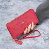 Cartera Larga Estilo Coreano para Mujer con Bolsillo para Teléfono Móvil Cartera Simple Bolso de Mano con Cremallera y Borla Larga para Mujer