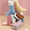Calcetines infantiles Tangram de algodón de color liso, calcetines gruesos de invierno para bebés, calcetines para niños medianos y grandes, medias para bebés
