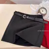 Saia Elegante de Lã Preta Versátil 2025 para Mulheres no Outono e Inverno Sexy de Cintura Alta Justa Versátil em Linha A