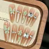 Flor Mariposa Ojo de Gato Francés Manicura Corazón Brillante Girly Uñas Portátiles Hechas a Mano Parche de Uñas Postizas Dulce Productos Terminados Venta al por Mayor