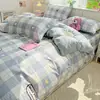 Juego de Ropa de Cama de Algodón Clase A Grado Madre-Bebé Juego de Tres Piezas Funda de Edredón Completamente de Algodón Sábana Bajera Sábana Plana Funda de Edredón Dormitorio Estudiantil