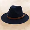Fedora de lana de moda europea y americana con logotipo personalizado, fedora de jazz de estilo retro británico, sombrero de fieltro de ala plana unisex
