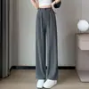 Calça de Terno 2024 Feminina de Alta Qualidade Caída Primavera e Outono Nova Elegante Cintura Alta Reta Casual Estreita Perna Larga