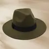 Sombrero de fieltro plano de ala corta, color liso, versátil, estilo callejero europeo y americano, lana sintética, estilo retro británico, sombrero de jazz con logotipo personalizado