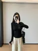 Súper cómoda~ Camiseta de Tencel con lana elástica, cintura fruncida plisada, top base de lana para mujer, nuevo Otoño 2026 031