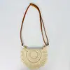 Bolsa Tejida de Encaje Hueco, Bolso Cruzado de Vacaciones Estilo Bosque para Mujer, Bolso de Paja Semicircular de un Solo Hombro, Bolso de Playa para la Costa