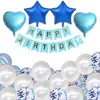Set Combinado de Banner de Cumpleaños y Globo Perlado de Papel de Aluminio Color Oro Rosa Decoración de Fiesta Set de Globos de 37 Piezas Transfronterizo