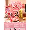 Fundo de bolo estilo pintura a óleo rosa para festa de aniversário de menina, decoração de festa de primeiro aniversário, decoração de foto de festa, balões