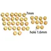 Cuentas Espaciadoras Perforadas de Acero Inoxidable para Letras y Números, Cuentas Planas Redondas de Oro de 18K, Accesorios para Joyería de Collares y Pulseras DIY