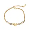 Pulsera popular de titanio y acero estilo ins, moderna, versátil, corazón, mariposa, estrella, geométrica, de acero inoxidable, joyería para la mano