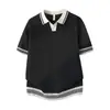 Camisa Polo Tricô Manga Curta Masculina Gola V Gola Gaivota Color Block Estilo Old Money Camiseta de Seda de Gelo Verão Atacado de Fábrica Transfronteiriço