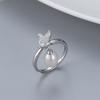 Nuevo anillo de perlas de agua dulce de plata S925 original transfronterizo, anillo de animal simple para mujer, accesorios de soporte vacío DIY, fabricantes