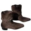 Botas de Moda Retro Plisadas de Punta Cuadrada Nuevas para Otoño e Invierno 2026 para Mujer, Botines Elegantes sin Cordones con Hebilla Versátil y Tacón Grueso para Mujer