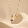 Collar DIY Transfronterizo Yuhui de Acero de Titanio, Estilo Ins, Forma de Corazón, Diamante Colorido, Minimalista, Lujo Ligero, Acero Inoxidable que Conserva el Color
