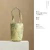 Bolsa de almacenamiento para juego de té de algodón tejido, bolsa cilíndrica gruesa para viaje, bolsa de ceremonia de té de tamaño grande para maestros de té