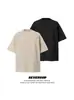 25 Camiseta de Manga Corta Holgada de Nuevo Estilo para Hombre Marca de Moda Americana Diseño Metálico Cuello Redondo Casual Camiseta de Media Manga Sorona