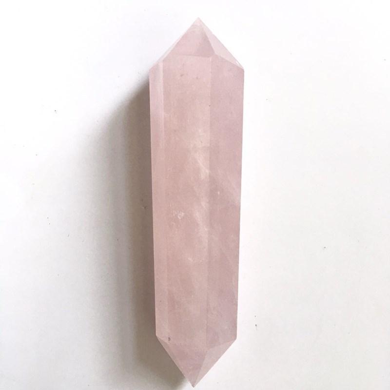 Rose quartz crystal wand doubl