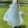 Ropa para Mujer: Falda plisada fluida con cintura elástica, falda de línea A adelgazante, dobladillo amplio elegante, falda de longitud media para verano