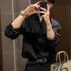 Camisa de Lapela Manga Longa para Homem, Estilo Coreano de Verão Nova Camisa Interna para Casamento, Jaqueta Simples Drapeada Sem Passar Proteção Solar