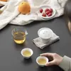 Juego de Té de Cerámica para Viaje al Aire Libre Portátil Juego de Tazas Rápidas Una Tetera Dos Tazas Estilo Hogareño de Camping Juego de Té Kung Fu para una Persona