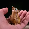 Thuja Zodíaco Mouse Handle Rato Fofo Presente de Aniversário Infantil Hamster Alimentador Madeira Esculpida Presente de Natal