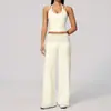 Conjunto de Yoga de Lunares Multicolor Europeo y Americano para Mujer, Pantalones Largos de Fitness con Cintura Plegable de Retazos, Pantalones Largos Deportivos para Correr para Mujer