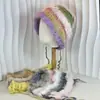 Sombrero de Ganchillo Mezclado Pelo de Conejo Rex Sombrero de Piel Lindo Cálido Cinturón de Corbata Sombrero de Lana 2024 Sombrero Cálido Peludo
