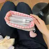 Estojo Floral de Renda para Mulheres com Bom Visual Estilo Ins Grande Capacidade Estudante Portátil Caixa de Material Escolar Bolsa de Armazenamento