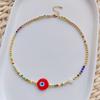 Collar étnico turco sencillo con cuentas de ojo de diablo para mujer, estilo europeo y americano, con cuentas de colores y cadena de clavícula que combina con todo.
