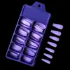 Uñas Portátiles de Color Sólido con Punta Redonda 100 Piezas de Uñas de Manicura Caja de Plástico Caja Azul Fina Parches de Manicura