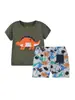 Conjunto de Dos Piezas de Ropa Infantil Estilo Casual, Ropa de Bebé 100% Algodón Clase A, Camiseta de Manga Corta Fina de Verano y Pantalones Cortos para Niños y Niñas, Ropa de Verano para Bebés