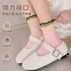 Calcetines Apilados de Doble Puño para Otoño e Invierno Calcetines de Encaje de Media Pantorrilla para Mujer Puño Suelto Versátiles Casuales Suaves Agradables a la Piel Transpirables Calcetines Largos