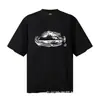 Alcatraz Cort American High Street Style Vintage Logo Estampado Ins Hip-Hop Holgada de Algodón Cuello Redondo Manga Corta Camiseta para Verano