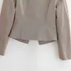 Blazer curto abotoado estilo europeu e americano da marca Z, moda feminina, popular no AliExpress, cor cáqui ZA