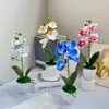 Orquídea Phalaenopsis Artificial Planta en Maceta de 4 Flores Set Adorno Decorativo para Sala de Estar Decoración de Planta en Maceta de Orquídea Phalaenopsis Planta Artificial