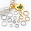 Colgante de Doble Círculo con Baño de Oro Real de 18K, Grueso, Color Blanco Plateado Dorado, Conservador del Color, Colgante DIY, Pulsera, Collar, Accesorios de Joyería