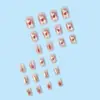 Pegatinas de Uñas Portátiles de Moda, Suaves y Lindas, Uñas Acabadas de 24 Piezas, Rubor en Forma de Corazón de Venta Caliente Transfronteriza, Arte de Uñas con Pedrería