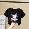 Camiseta Feminina Manga Curta Verão Estilo Fino 2026 Nova Infantil 100% Algodão Respirável para Meninas e Crianças Maiores Roupas Estilosas