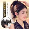 Peluca Ligeramente Rizada, Cola de Caballo Alta Madura para Mujeres, Estilo Hepburn, Llena de Pedrería, Esponjosa, Aumenta el Volumen del Cabello, Corona Alta, Trenza Corta de Fuente