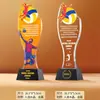 Trofeo de Cristal Baloncesto Billar Bádminton Tenis de Mesa Fútbol Natación Cuerda para Saltar GUNDAN Reunión Deportiva Divertida Premio Personalización