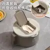 Temporada de Regreso a Clases Tazón para Ramen Instantáneo de Acero Inoxidable 304 Estilo Japonés con Drenaje, Gran Capacidad, Asa y Tapa, Lonchera