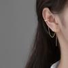 Fio de Orelha em Prata S925 Feminino Estilo K Pequena Fresca Cruz de Diamante Recortada Clipe de Orelha Joia de Orelha Longa G9247