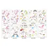 Adesivos de Tatuagem de Unicórnio transfronteiriços Amazon crianças à prova d'água suor fofo desenho animado divertido cavalo arco-íris adesivos de tatuagem