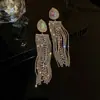 Pendientes de Borla con Flor de Zircón de Aguja de Plata Transfronterizos, Pendientes de Moda y Elegantes, Pendientes de Lujo Ligero y de Gama Alta, Diseño de Nicho