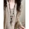 Estilo Bohemio Retro Étnico Cadena de Suéter con Colgante Largo para Mujer Accesorios de Collar de Nicho de Verano con Decoración para Falda